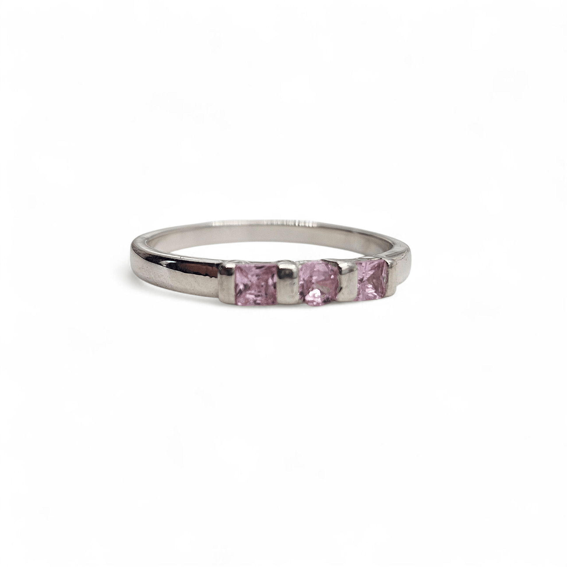 Girls Sterling Silver Pink Cubic Zirconia Ring