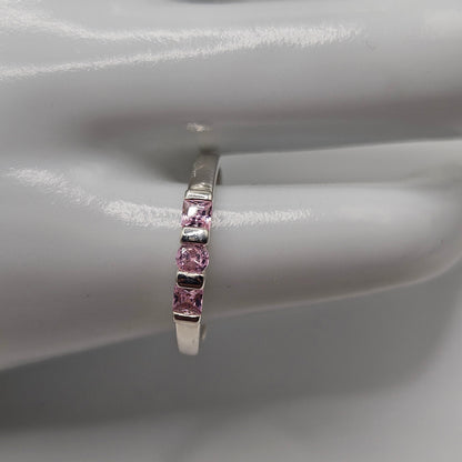 Girls Sterling Silver Pink Cubic Zirconia Ring