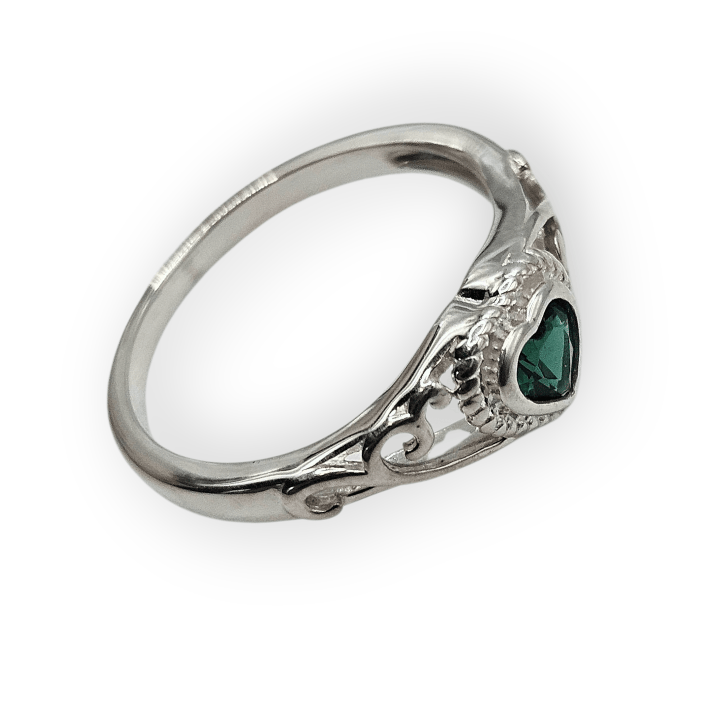 Green Girls Sterling Silver Crown Cubic Zirconia Ring