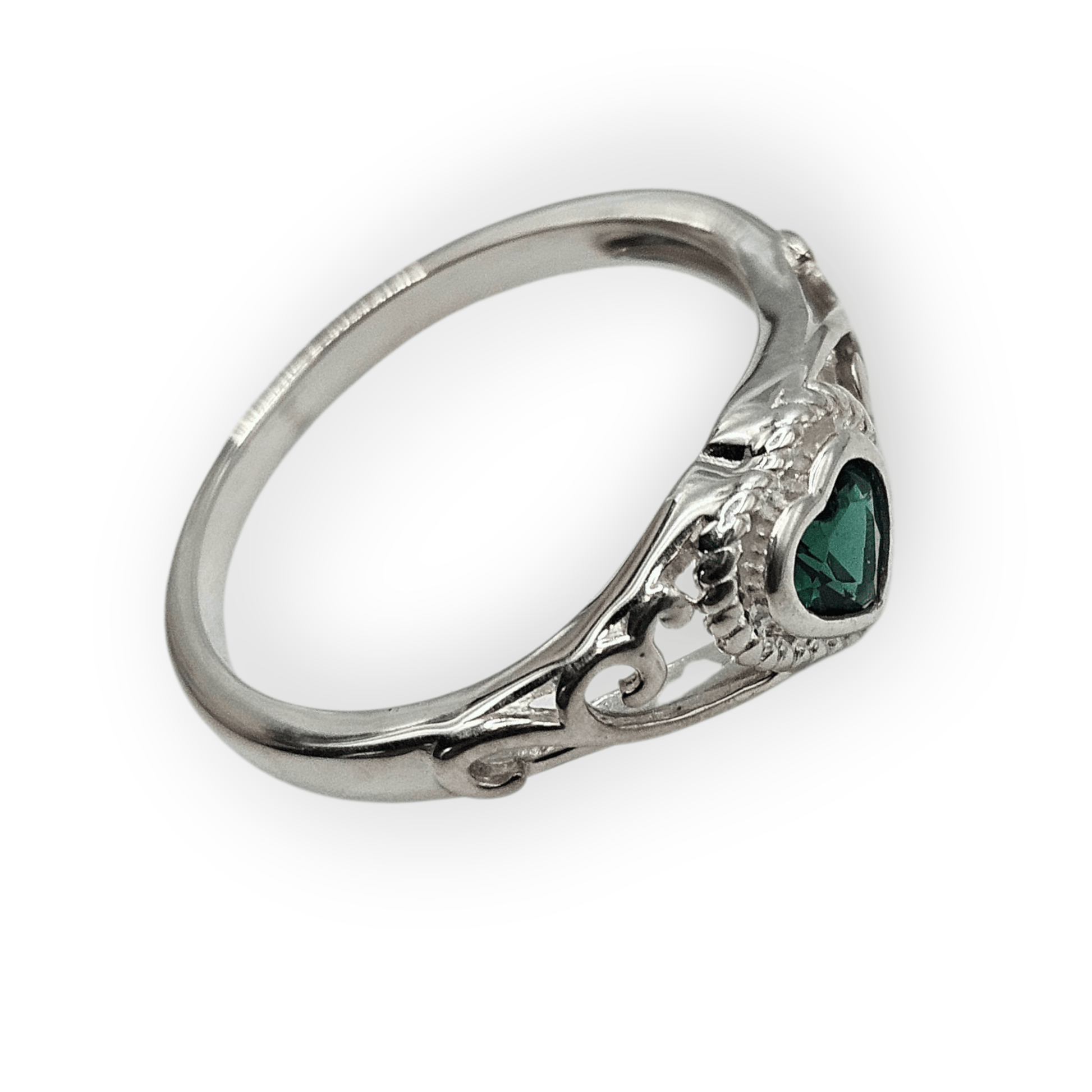 Green Girls Sterling Silver Crown Cubic Zirconia Ring