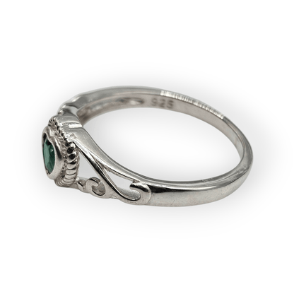 Green Girls Sterling Silver Crown Cubic Zirconia Ring