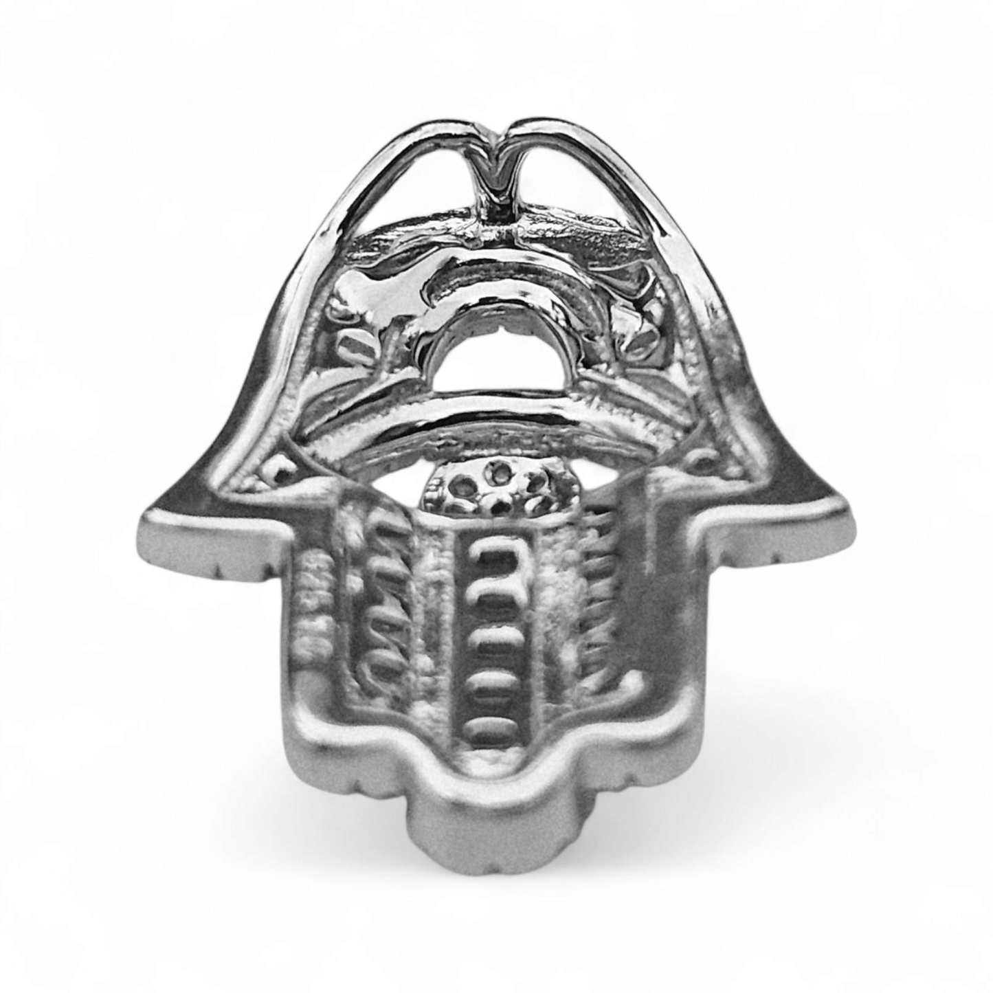 Hamsa Hand Silver 925 Pendant with White Cubic Zirconia for Women or Men