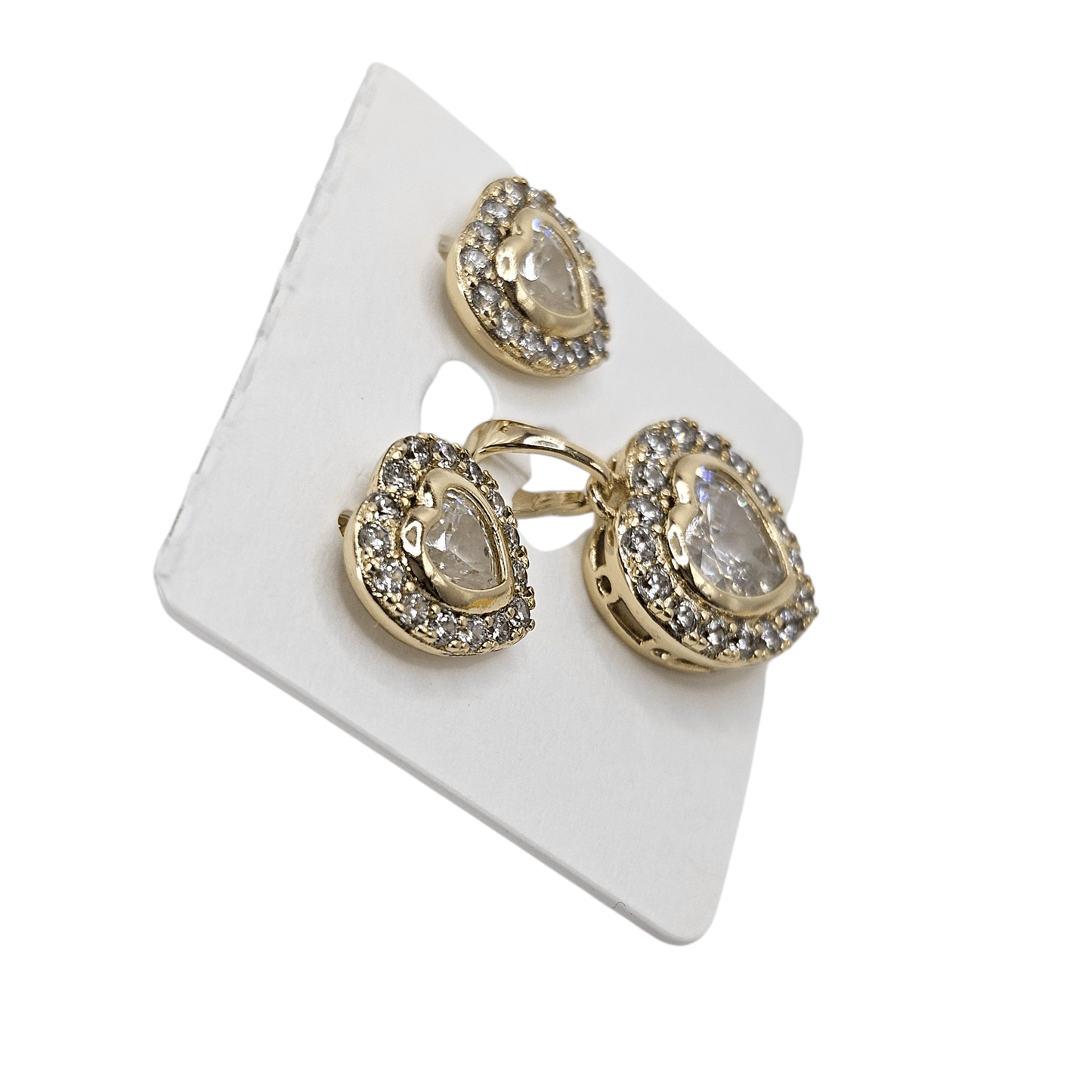 Heart 14k Gold Plated Earrings and Pendant Set