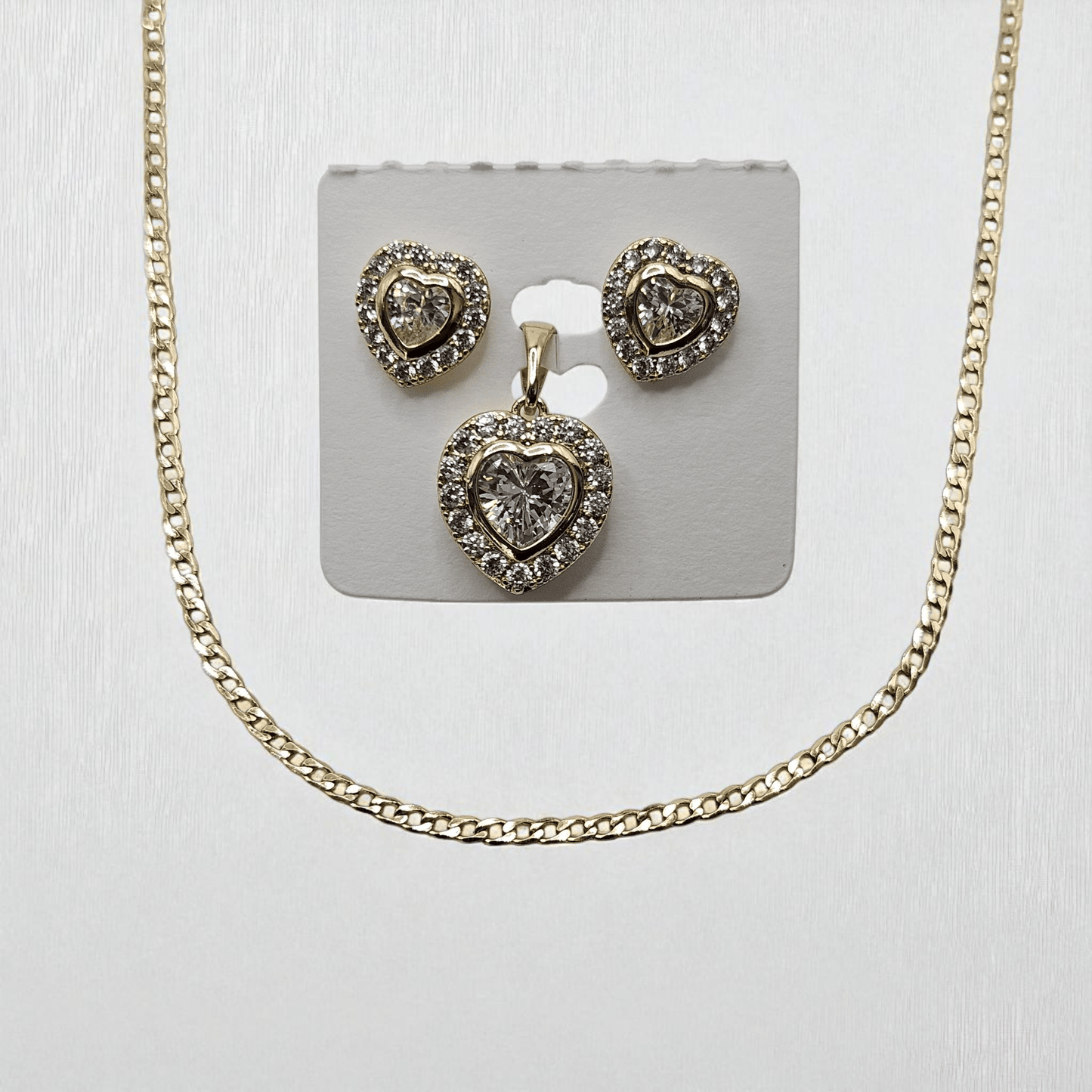 Heart 14k Gold Plated Earrings and Pendant Set