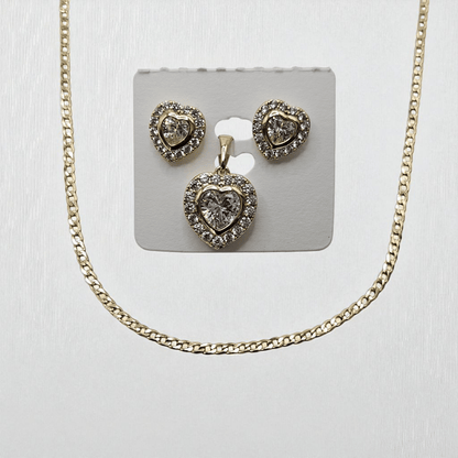 Heart 14k Gold Plated Earrings and Pendant Set