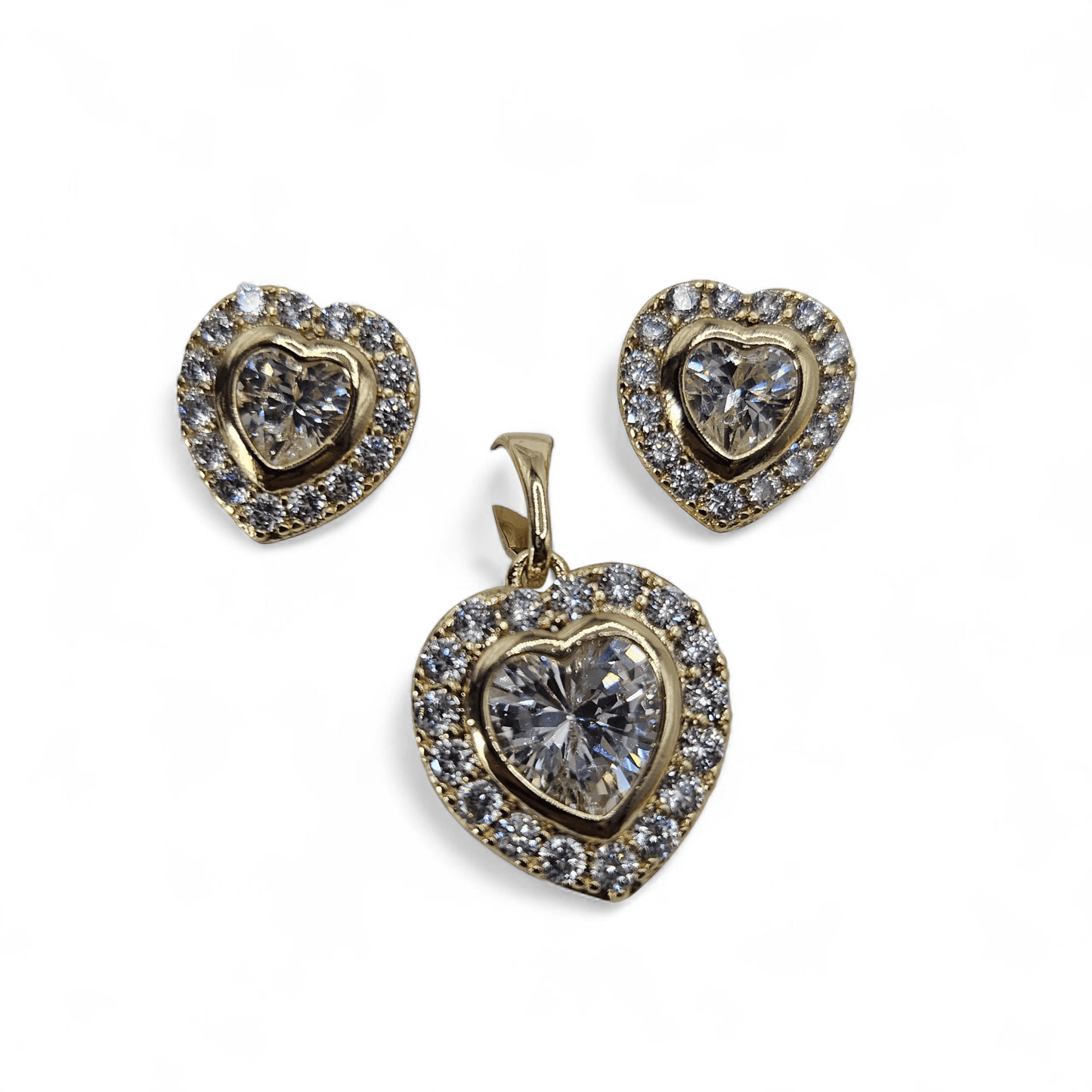 Heart 14k Gold Plated Earrings and Pendant Set