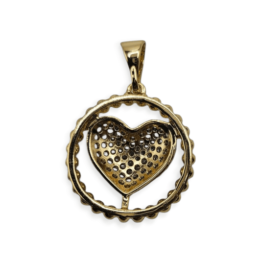 Heart 14K Gold Plated Necklace 19in Cuban Style Chain