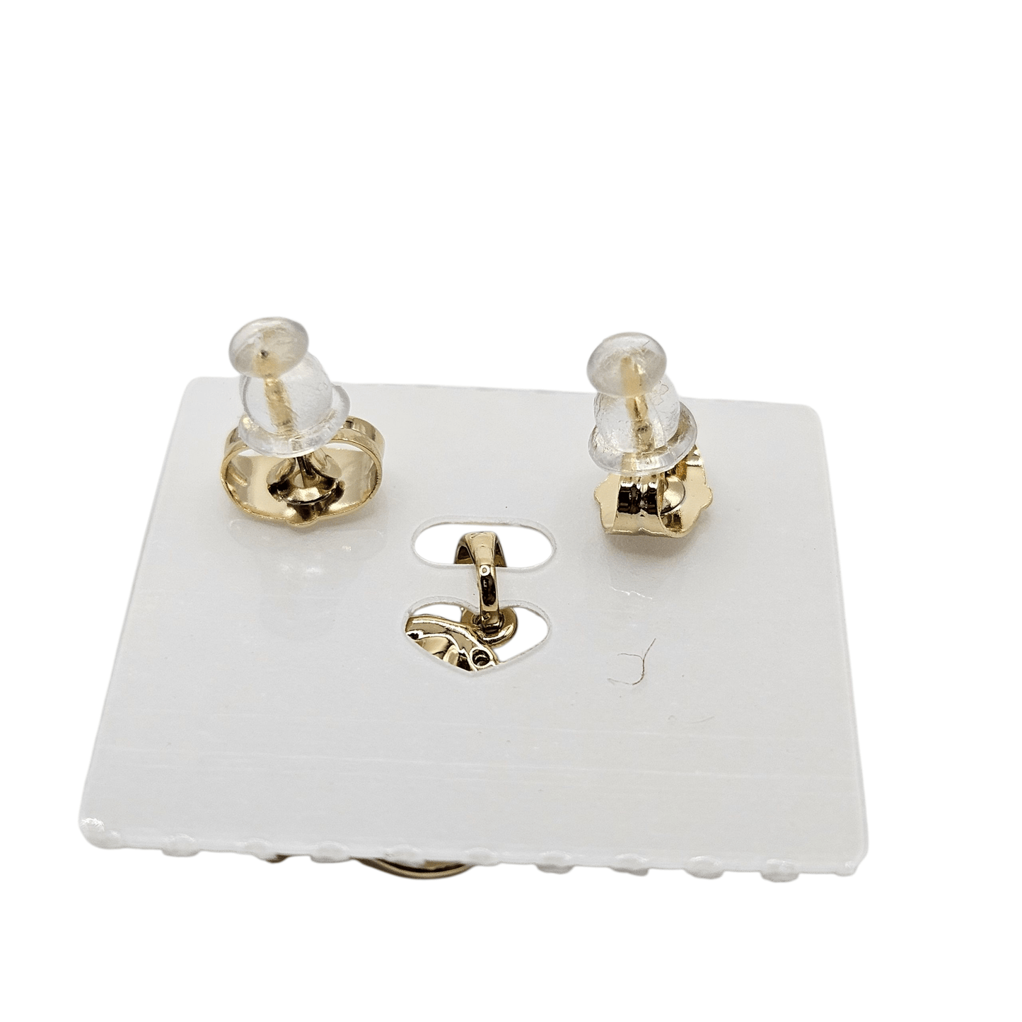 Heart and Rose 14k Gold Plated Earrings and Pendant Set