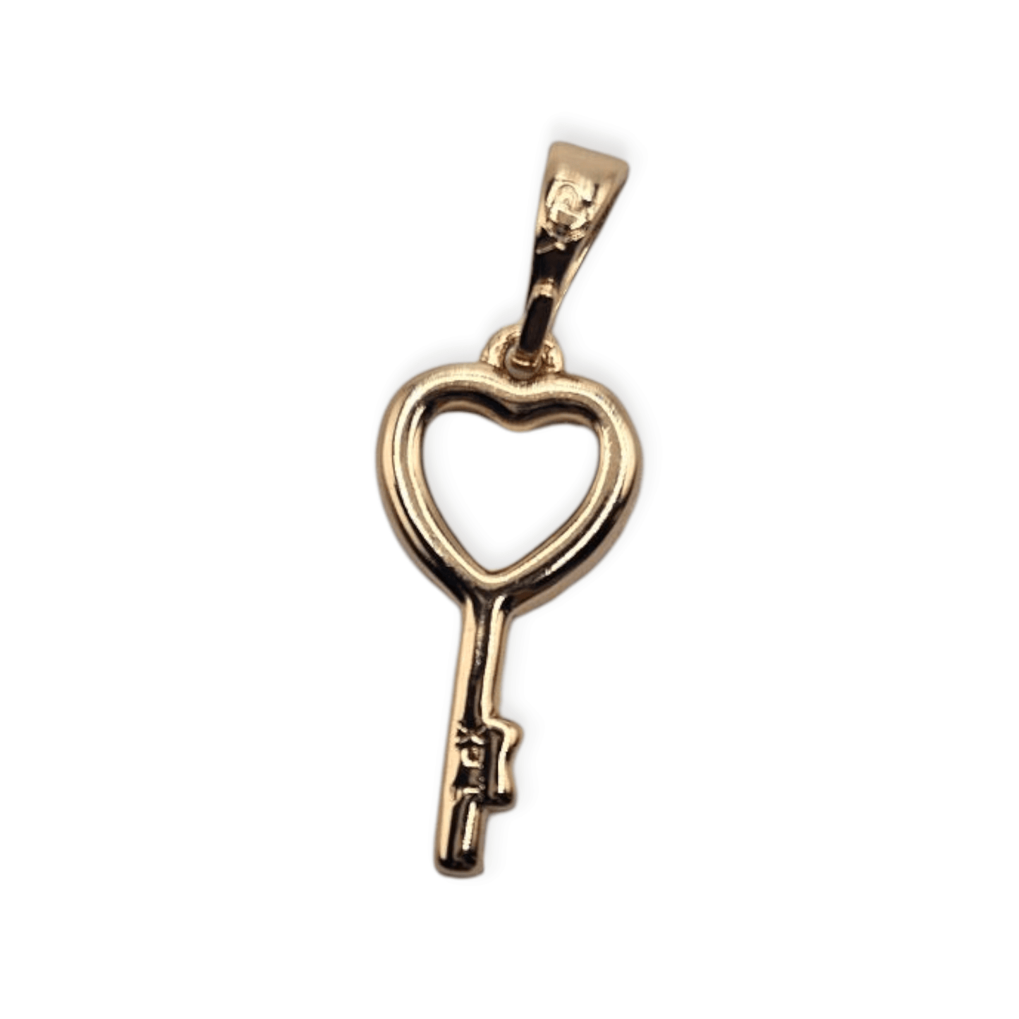 Heart Key Charm 18K Rose Gold Plated with White Cubic Zirconia Stones
