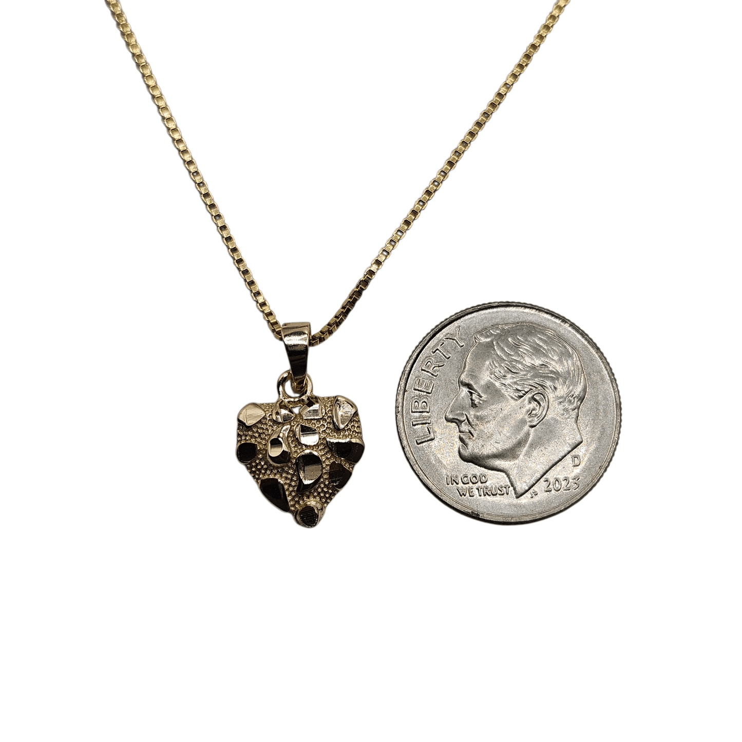 Heart Nugget Necklace and Earrings Silver with 14K Gold Plating Set 22" Box Chain