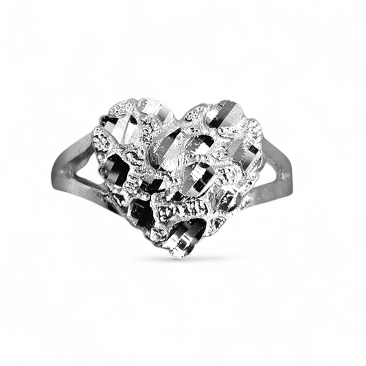 Heart Nugget Silver 925 Ring for Men and Women