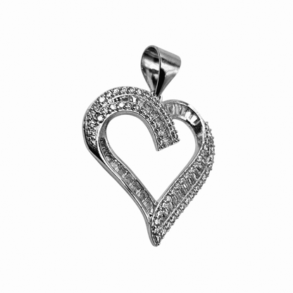 Heart Pendant Silver 925 with Round and Square Cubic Zirconia