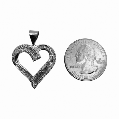 Heart Pendant Silver 925 with Round and Square Cubic Zirconia