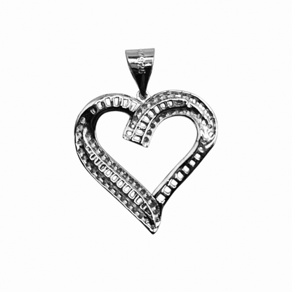 Heart Pendant Silver 925 with Round and Square Cubic Zirconia