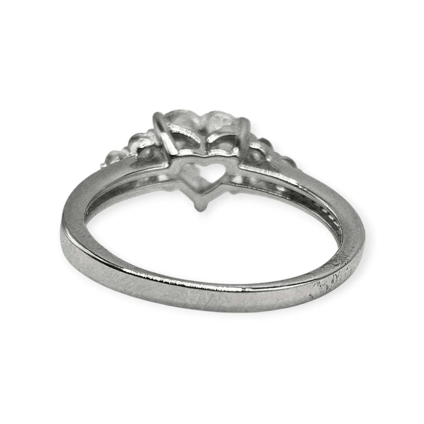 Heart Tree Stone Cubic Zirconia Silver Ring .925 Promise or Engagement Ring