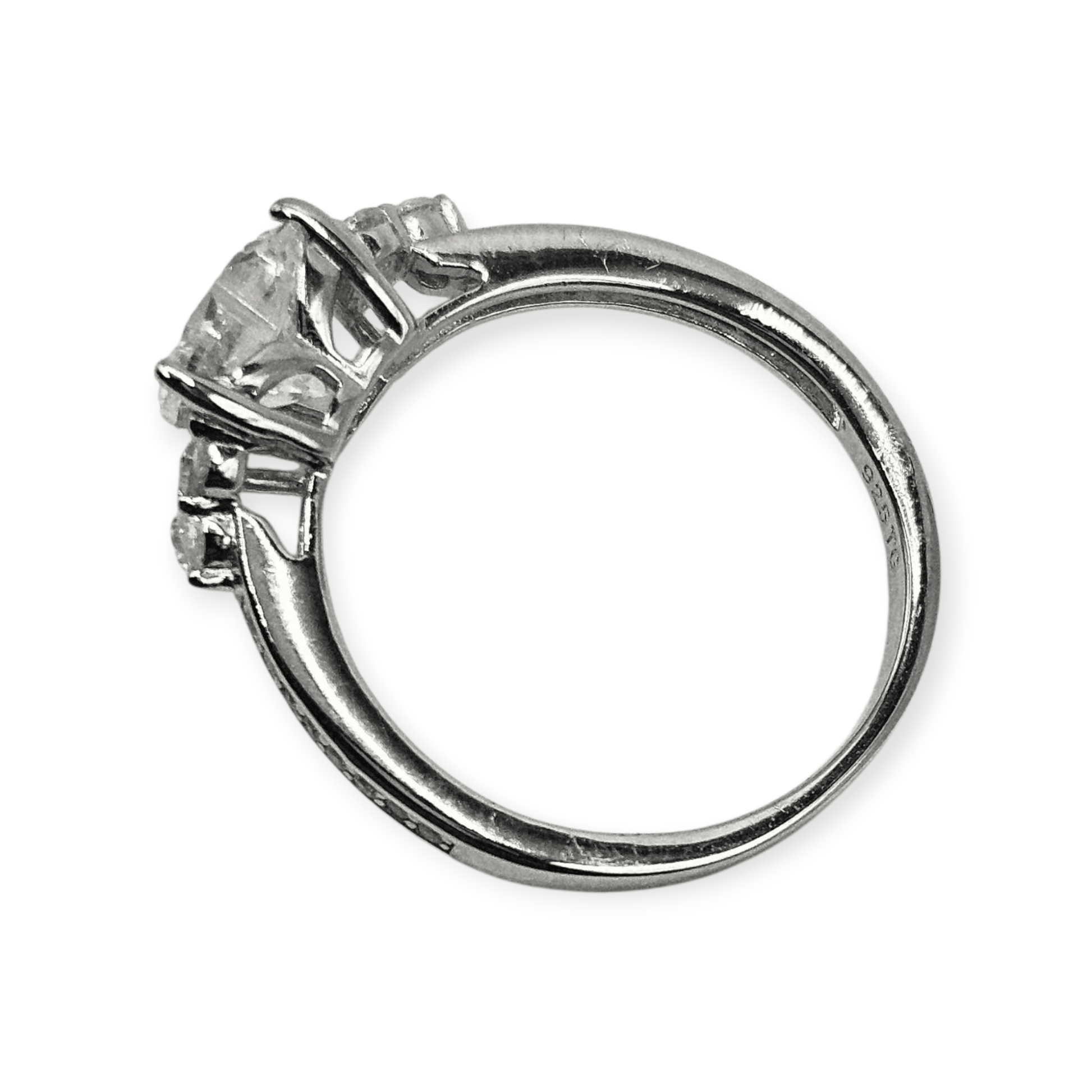 Heart Tree Stone Cubic Zirconia Silver Ring .925 Promise or Engagement Ring