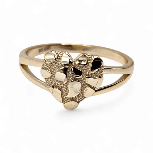 Hearth Nugget Ring 14k Gold Plated Silver 925 - 3 Sizes Available