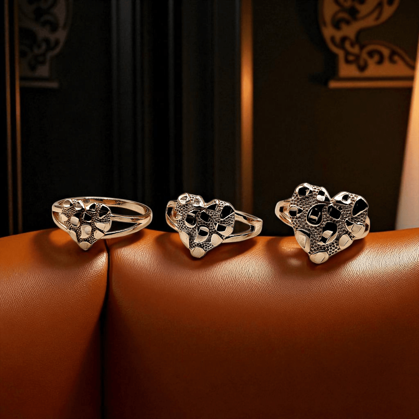 Hearth Nugget Ring 14k Gold Plated Silver 925 - 3 Sizes Available