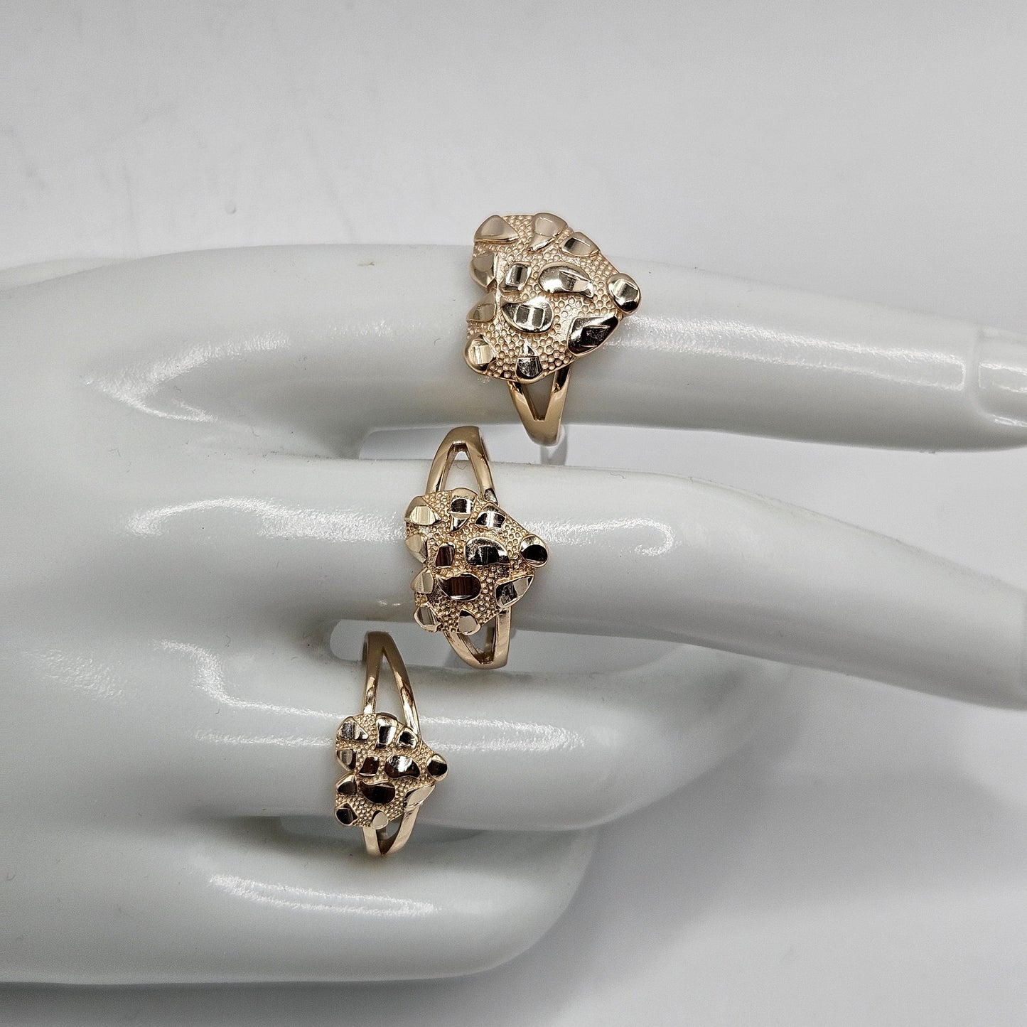 Hearth Nugget Ring 14k Gold Plated Silver 925 - 3 Sizes Available