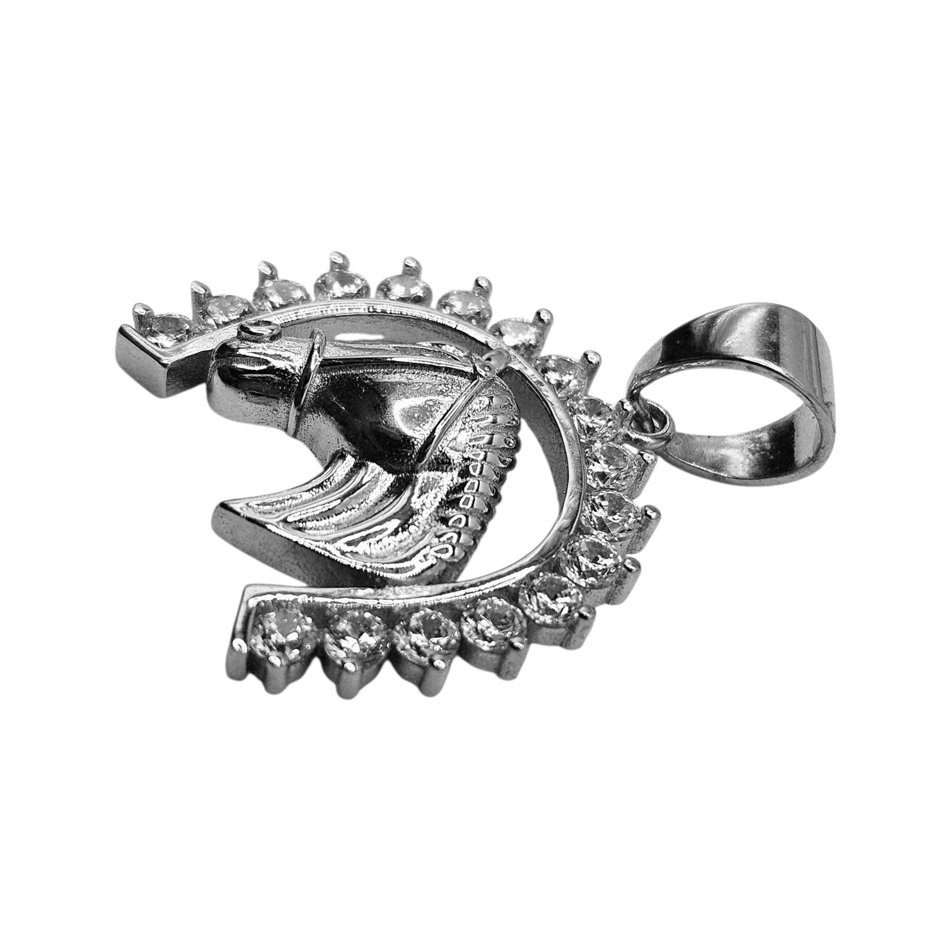 Horse Shoe Pendant Silver 925 Cubic Zirconia Stones for Men or Women