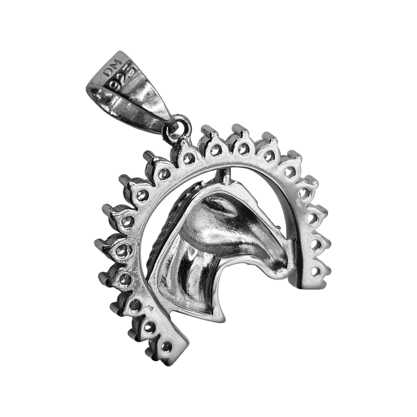 Horse Shoe Pendant Silver 925 Cubic Zirconia Stones for Men or Women