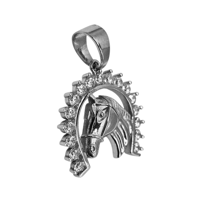 Horse Shoe Pendant Silver 925 Cubic Zirconia Stones for Men or Women