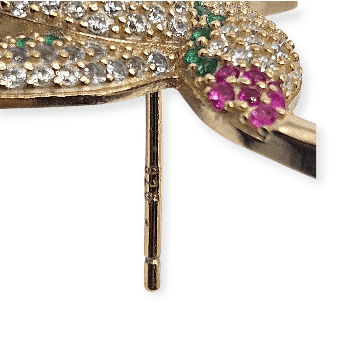 Hummingbird Stud Earrings 14K Gold Plated over Silver 925 Multicolor Cubic Zirconia for Women