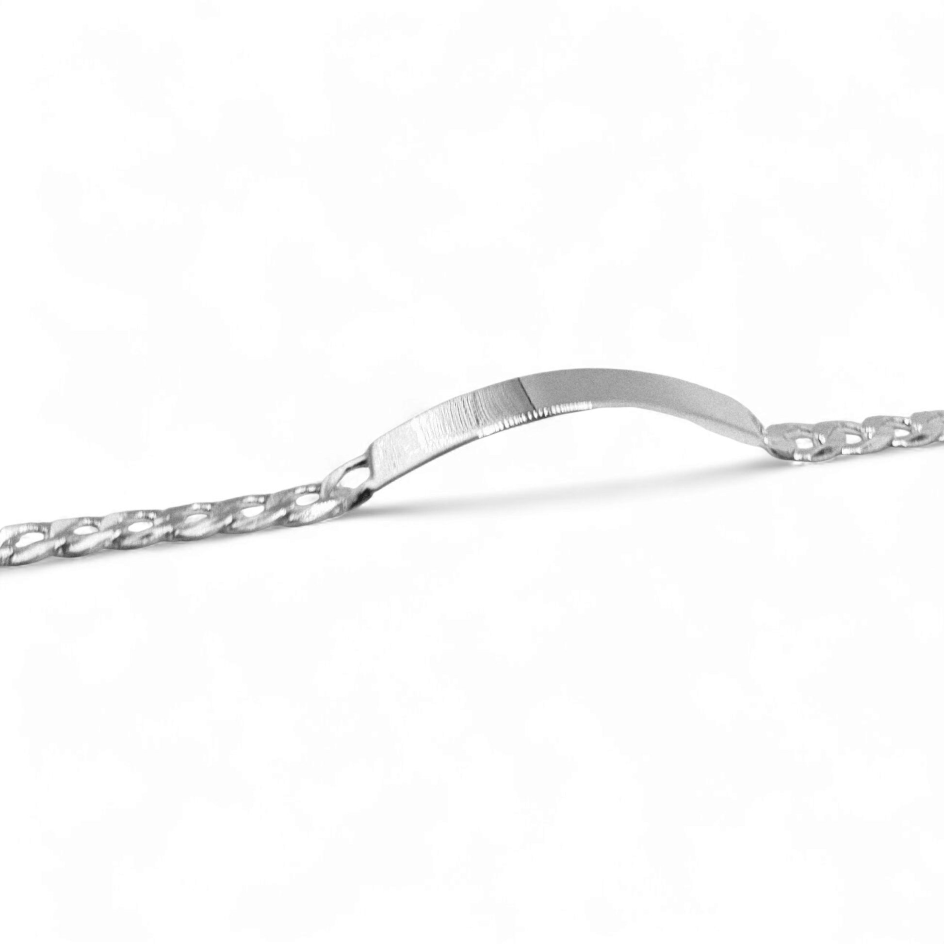 ID Plate Sterling Silver 925 Bracelet 8"L Cuban Unisex - Free Laser Engraving Great for older Kids 13 to 19 years or Adult Men or Women