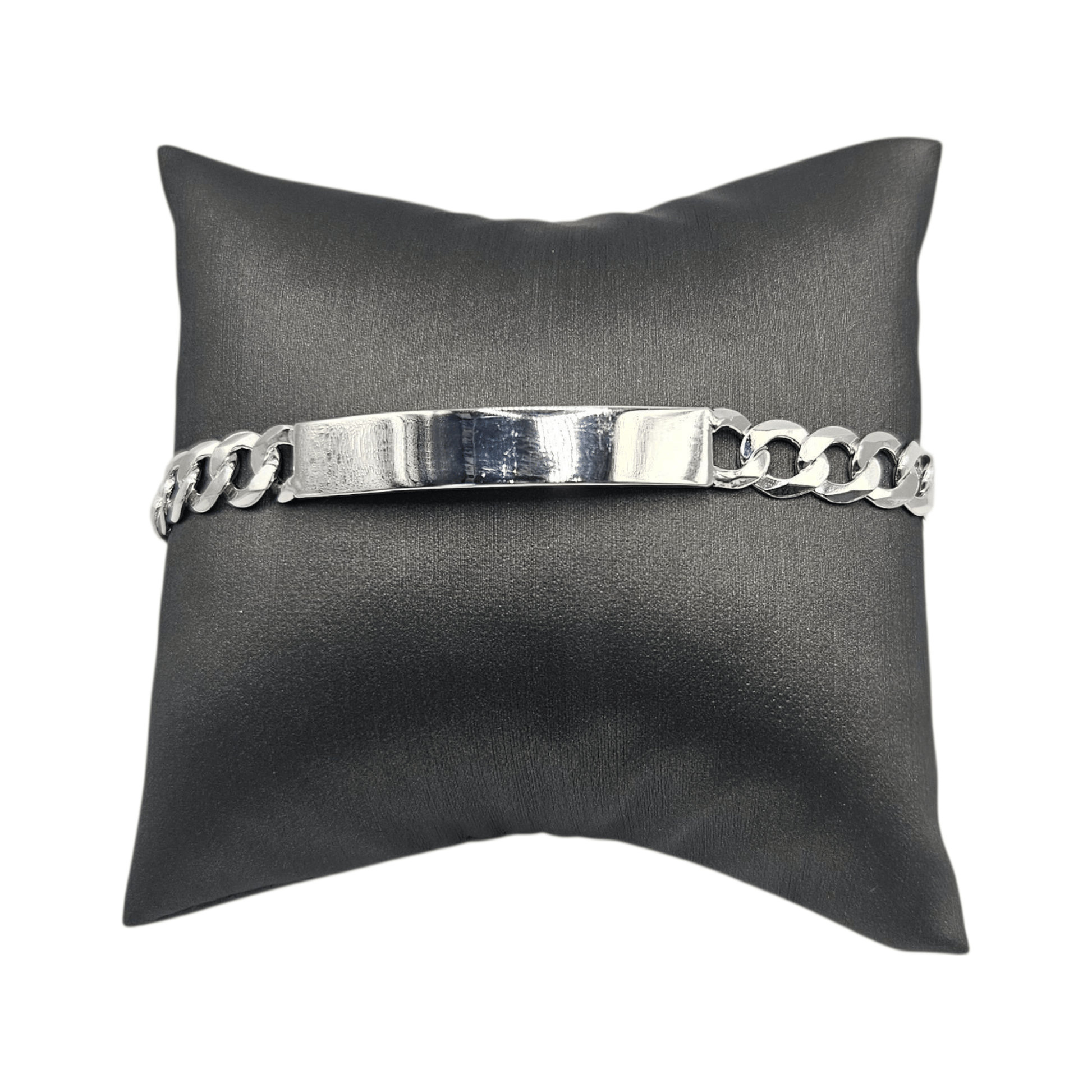ID Plate Sterling Silver 925 Bracelet 8"L Cuban Unisex - Free Laser Engraving Great for older Kids 13 to 19 years or Adult Men or Women