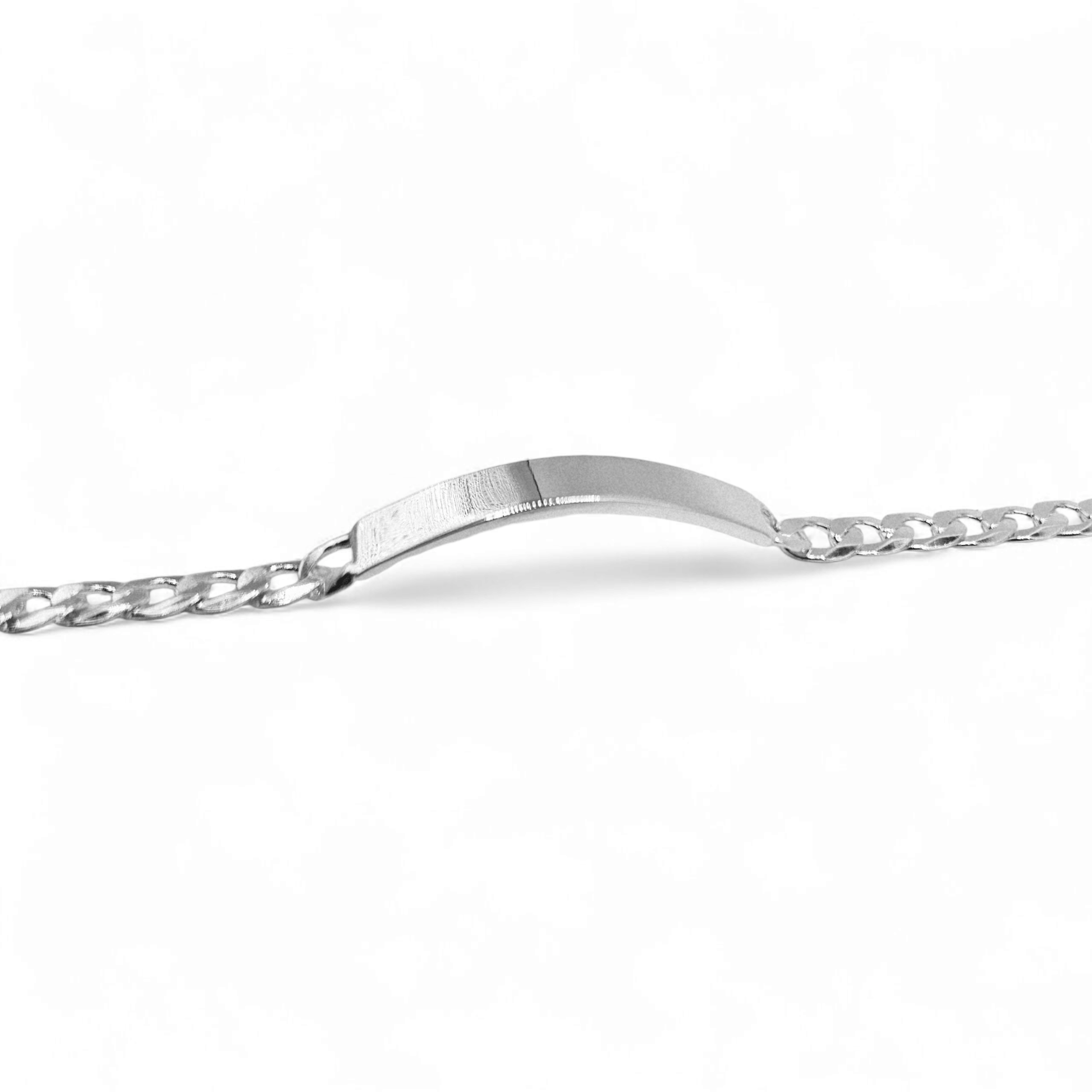 ID Plate Sterling Silver 925 Bracelet 8"L Cuban Unisex - Free Laser Engraving Great for older Kids 13 to 19 years or Adult Men or Women