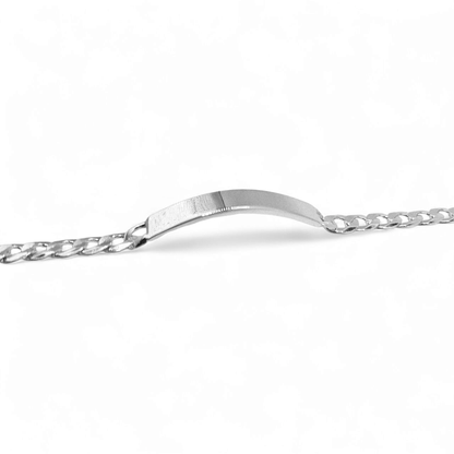 ID Plate Sterling Silver 925 Bracelet 8"L Cuban Unisex - Free Laser Engraving Great for older Kids 13 to 19 years or Adult Men or Women