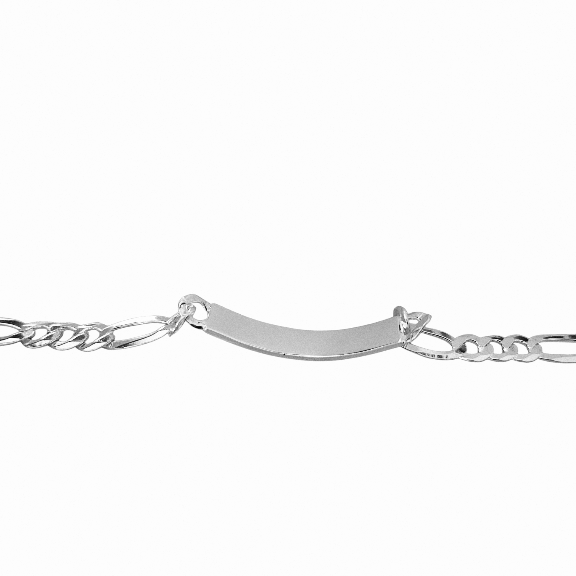 ID Plate Sterling Silver 925 Bracelet 8"L Figaro Unisex - Free Laser Engraving Great for older Kids 13 years and Up, Adult Men or Women