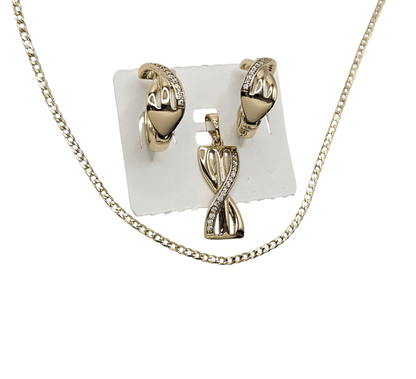 Infinity Hoop Earrings and Necklace 14k Gold Plated Set