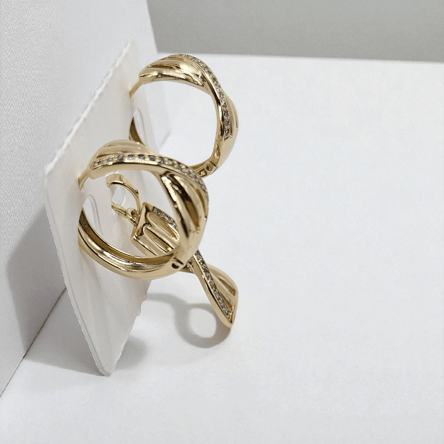 Infinity Hoop Earrings and Necklace 14k Gold Plated Set