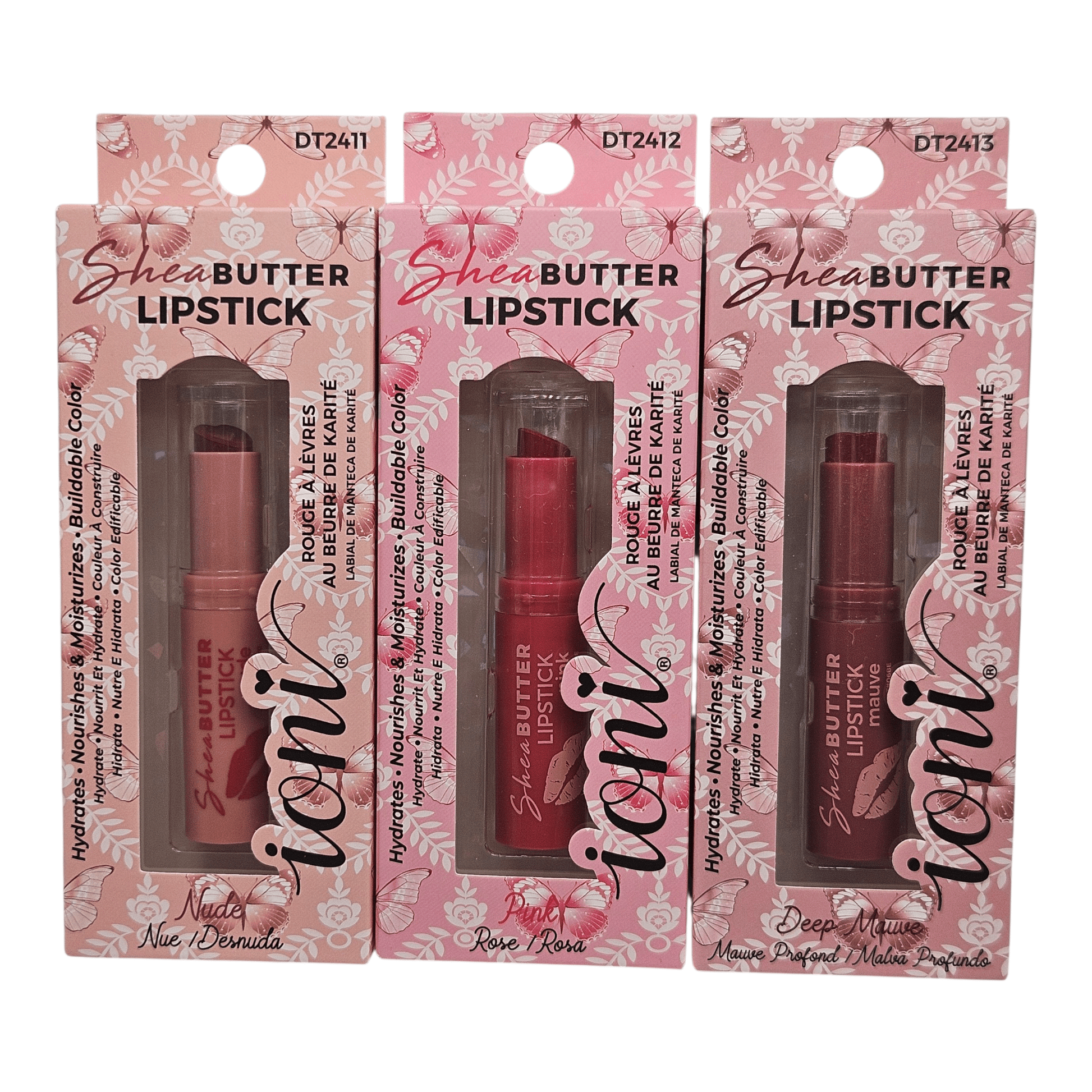 Ioni Shea Butter Lipsticks, Pink, Deep Mauve, Nude
