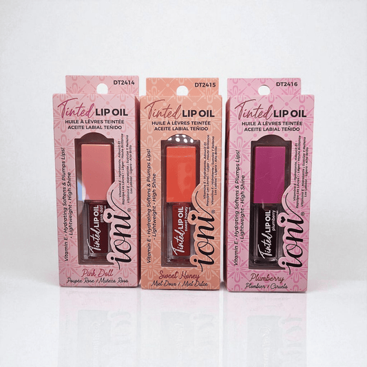 Ioni Tinted Lip Oils Plumbery, Pink Doll, Sweet Honey