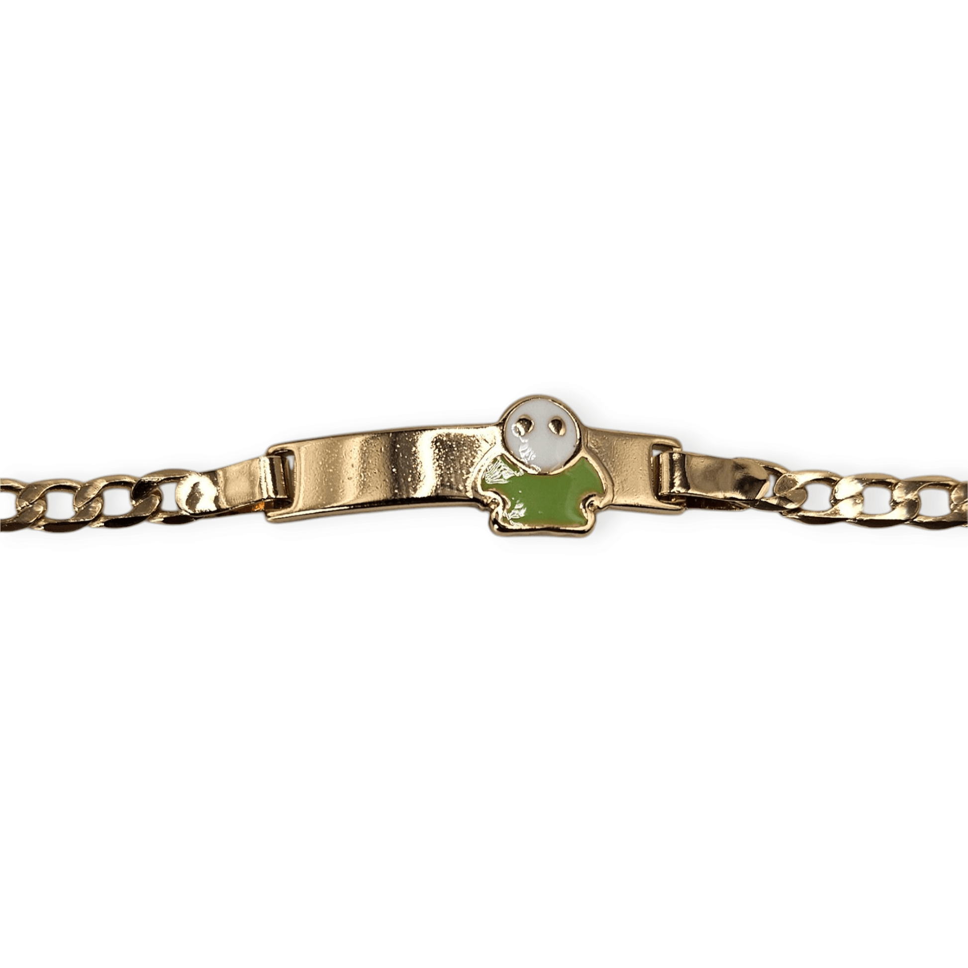 Kids 18k Rose Gold - Plated Figaro Name Plate Bracelet Customizable