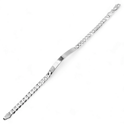 Kids ID Plate Sterling Silver 925 Bracelet 7"L Cuban Unisex - Free Laser Engraving Great for older Kids 7 to 17 years