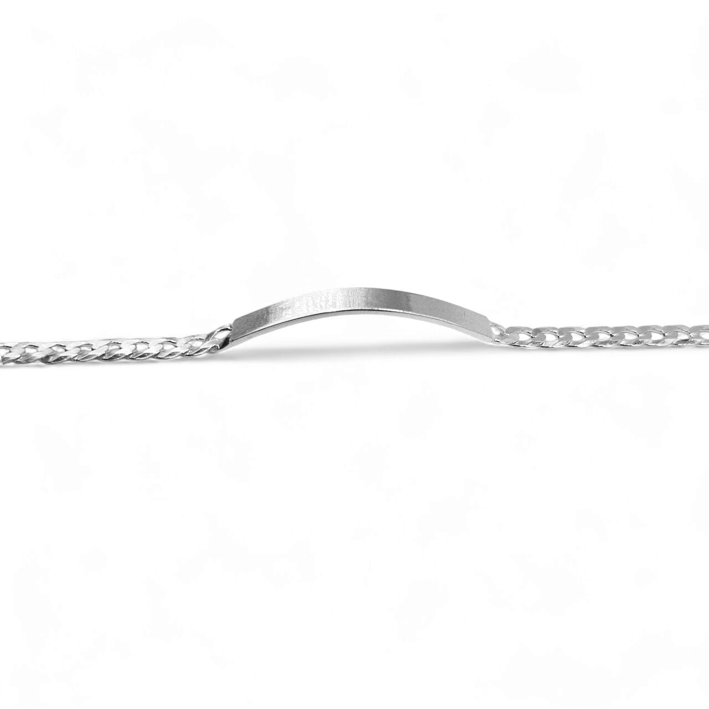 Kids ID Plate Sterling Silver 925 Bracelet 7"L Cuban Unisex - Free Laser Engraving Great for older Kids 7 to 17 years