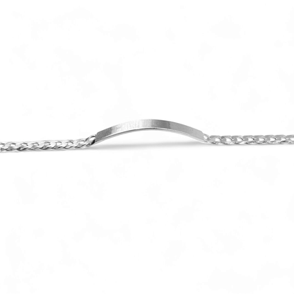 Kids ID Plate Sterling Silver 925 Bracelet 7"L Cuban Unisex - Free Laser Engraving Great for older Kids 7 to 17 years