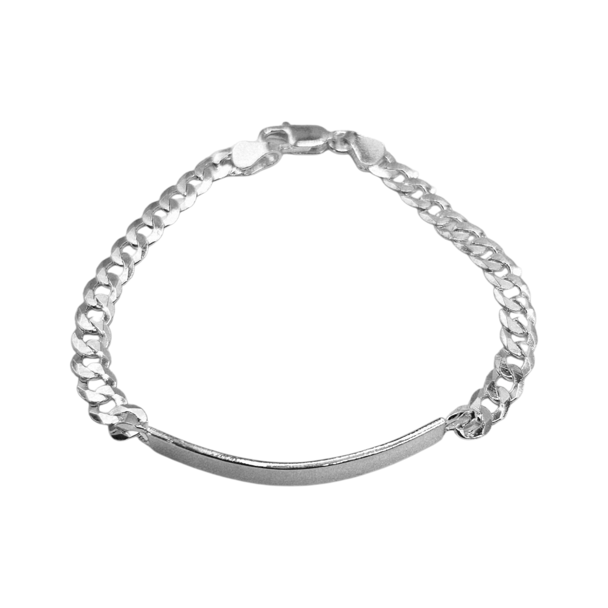 Kids ID Plate Sterling Silver 925 Bracelet 7"L Cuban Unisex - Free Laser Engraving Great for older Kids 7 to 17 years
