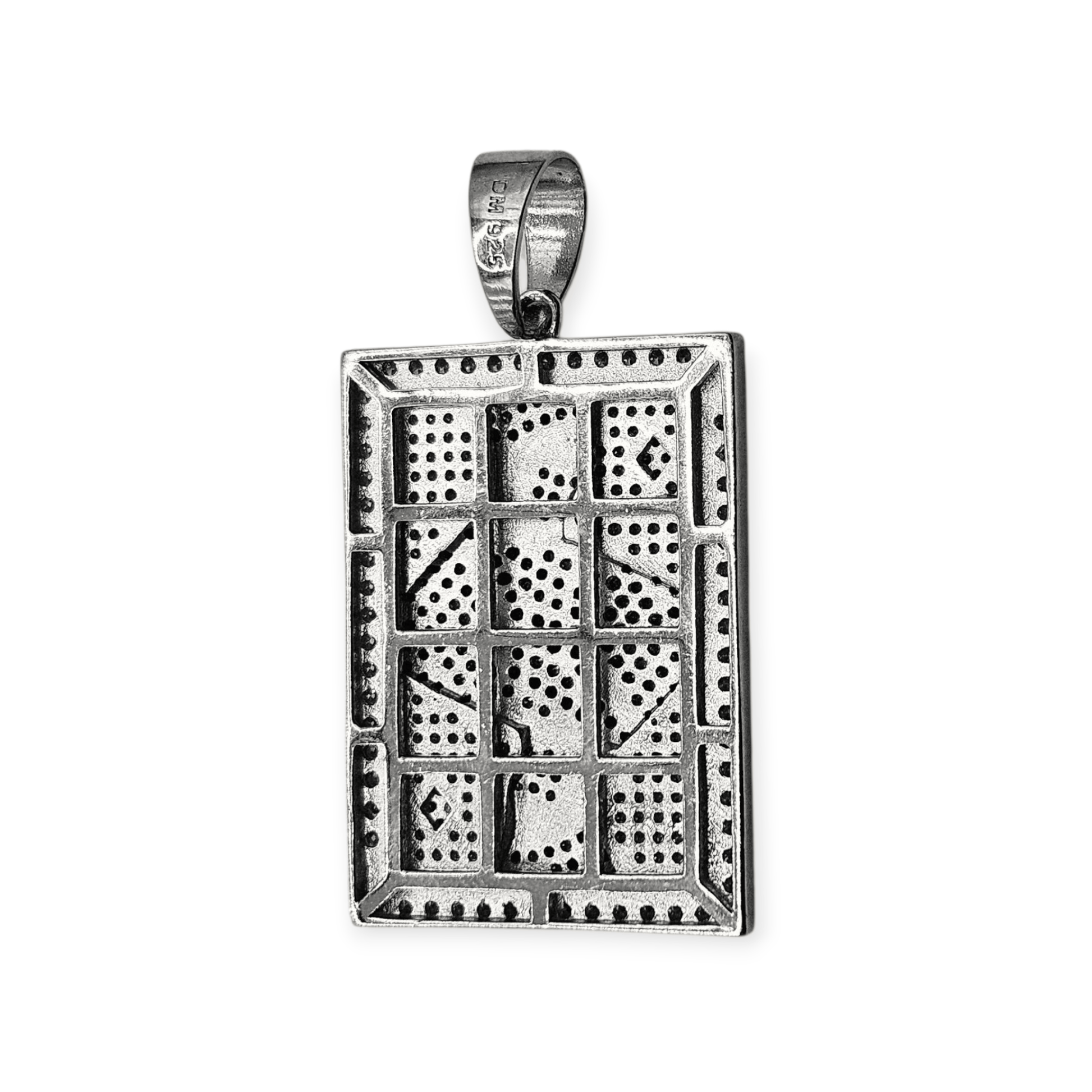 King of Diamonds Playing Card Charm Necklace Silver 925 Rhodium Plated
