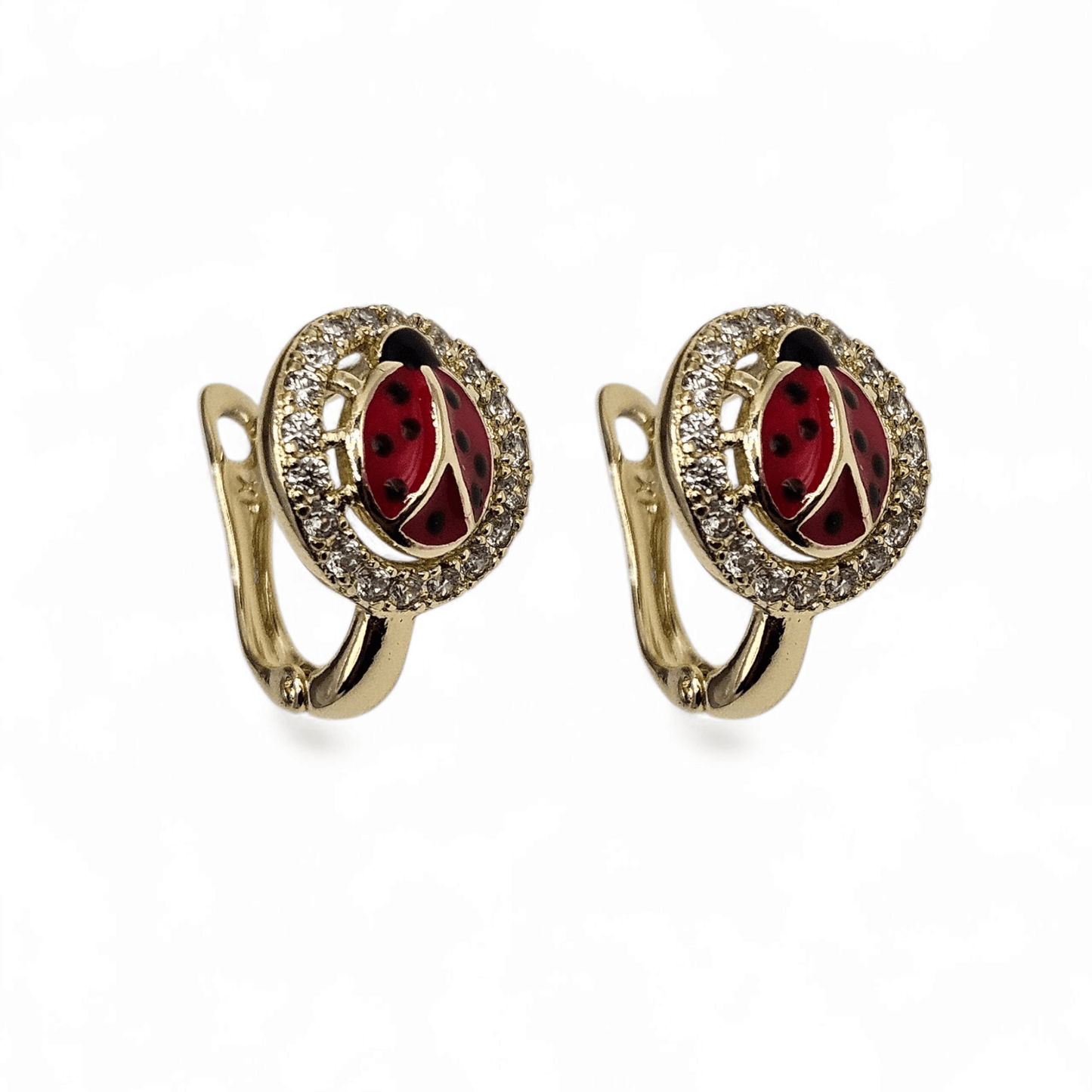 Ladybug 14K Gold Plated Huggie Earrings for Women 15mm