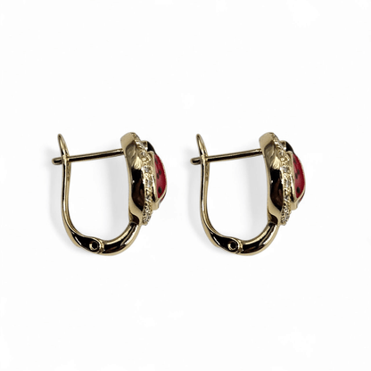 Ladybug 14K Gold Plated Huggie Earrings for Women 15mm