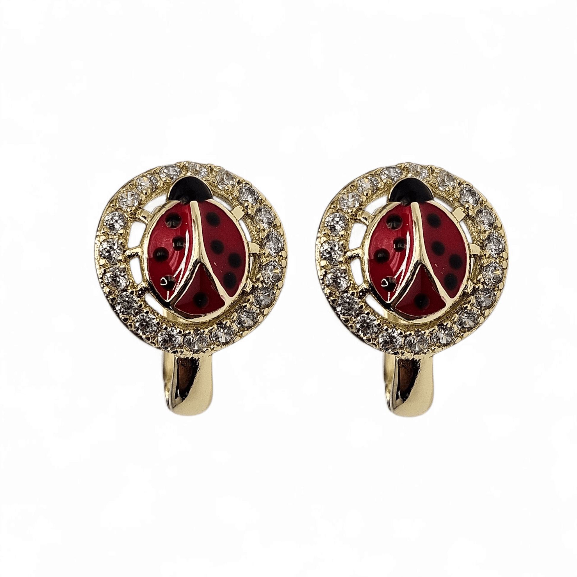 Ladybug 14K Gold Plated Huggie Earrings for Women 15mm