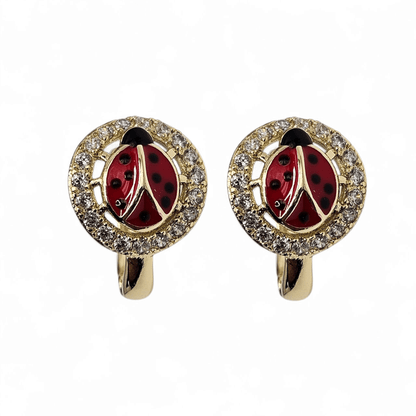 Ladybug 14K Gold Plated Huggie Earrings for Women 15mm