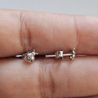 Ladybug Baby Stud Earrings Silver 925