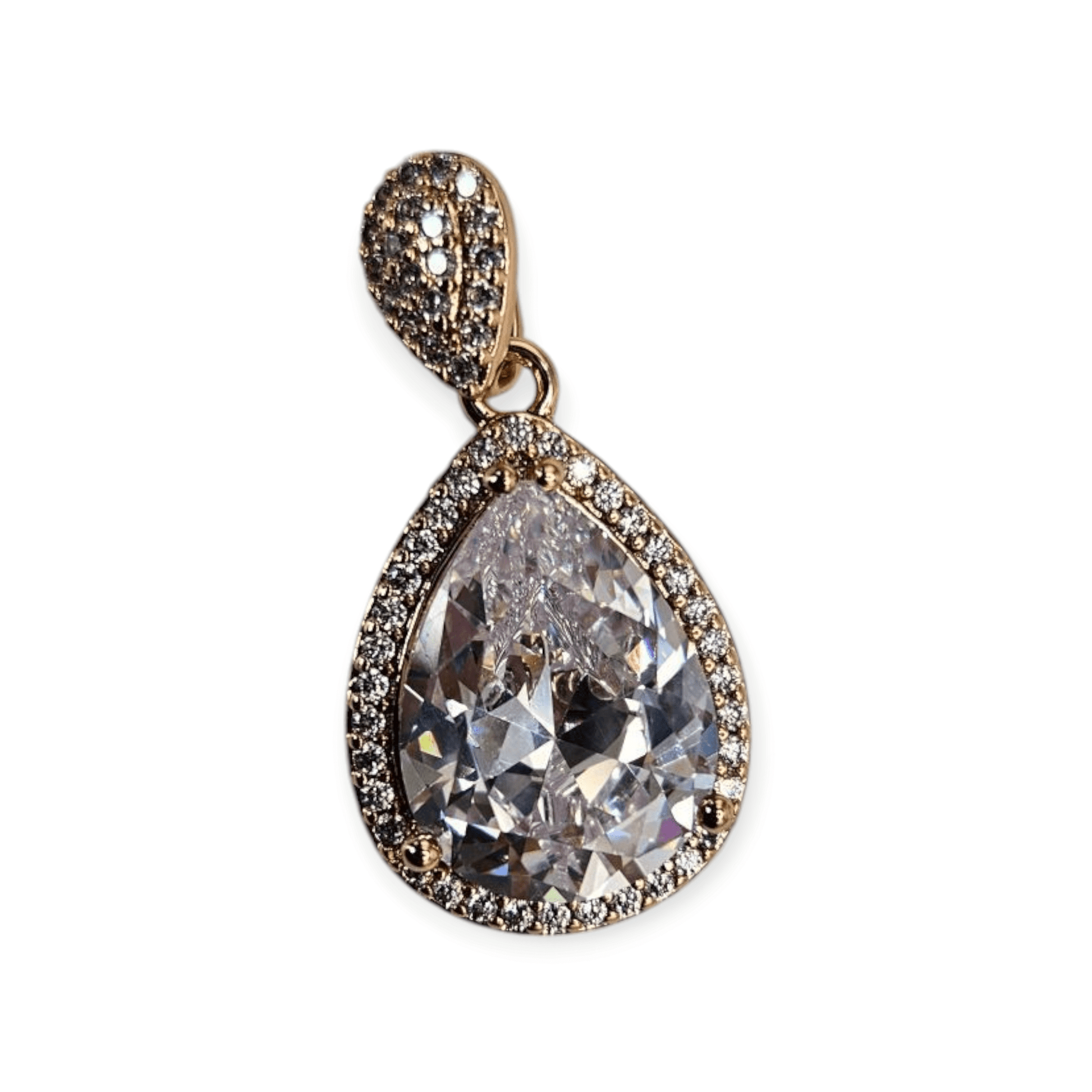 Large Black Teardrop Pendant 18K Rose Gold Plated