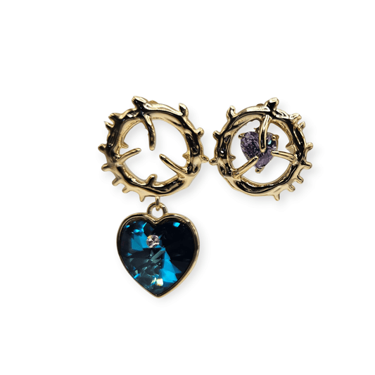 Large Heart Fashion 14k Gold Plated Cubic Stud Earrings