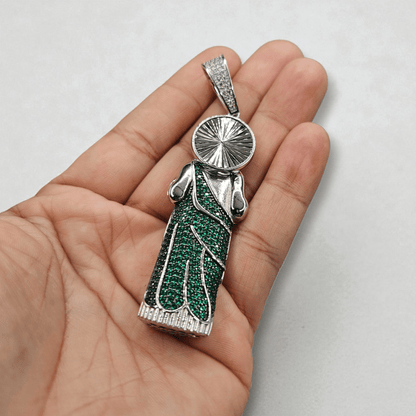 Large San Judas Silver 925 3D Pendant 3in